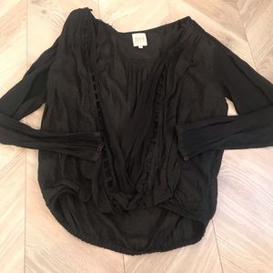 Tryb Black Long Sleeve Wrap Shirt Small